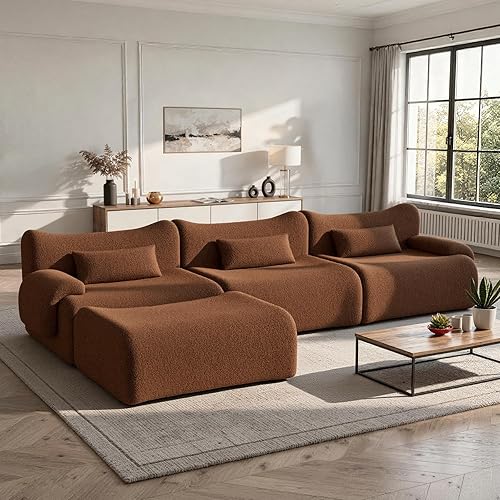 Miniatura 11 de Sofá modular modular de 126 pulgadas en forma de L para sala de estar, sofá modular de gran tamaño con asientos profundos, sofás modernos con