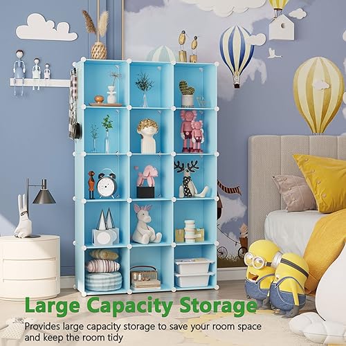 Miniatura 4 de C&AHOME Organizador de almacenamiento de cubos, estantes de 16 cubos, cubos de almacenamiento de plástico, organizador de armario de bricolaje,