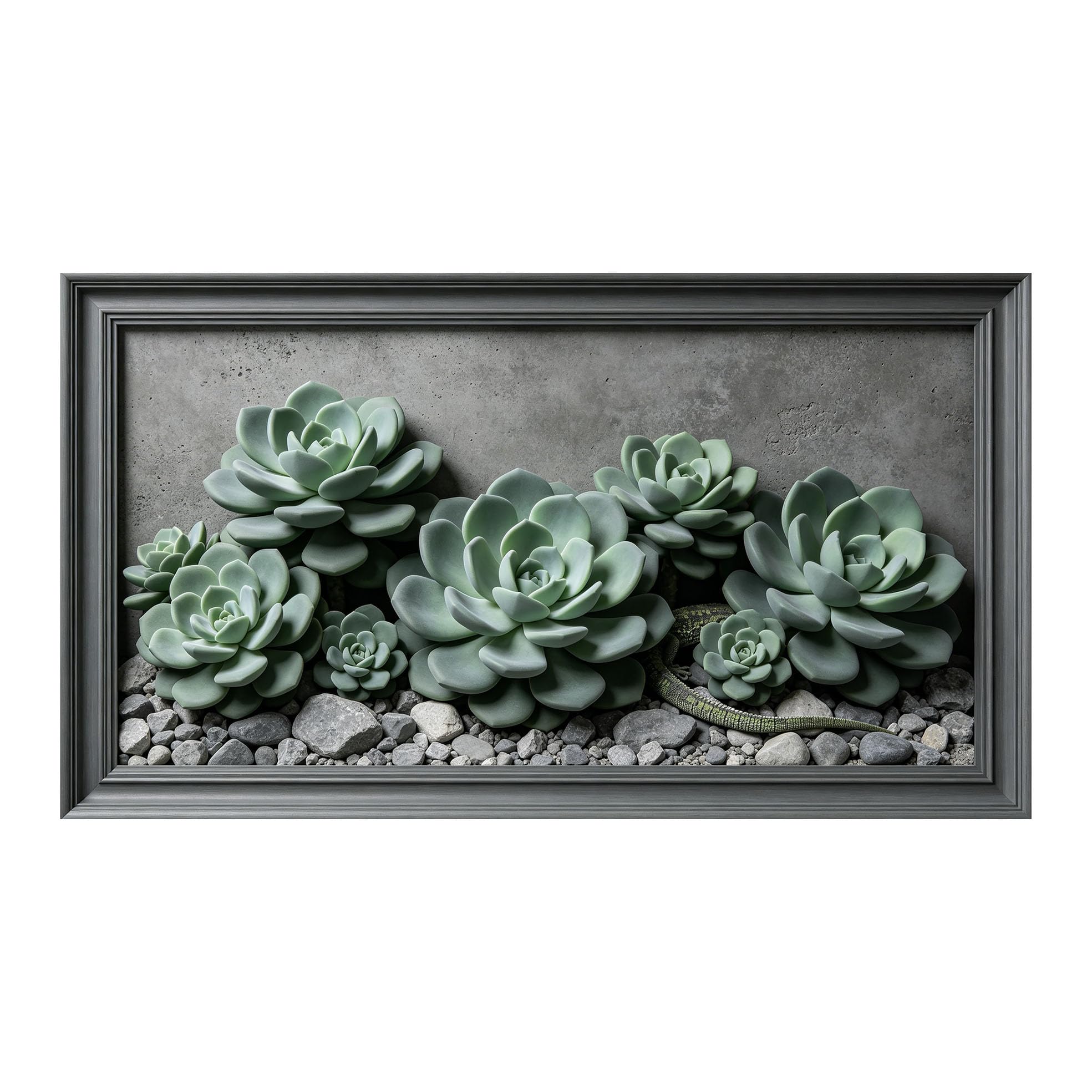 Murasolite 3D Framed Wall Art Succulent Botanical Modern Minimalist SelfAdhesive Fabric Mural Wall Decor， Peel and Stick No Damage to Wall， AntiFall Safe Design for Bedroom Living Room