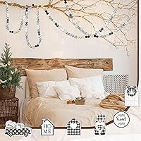 Vista 6 de Thyle 200 cuentas de madera de color blanco y negro con rayas de búfalo de 0.630 in y 0.787 in, cuentas de color sólido arqueadas para ventana