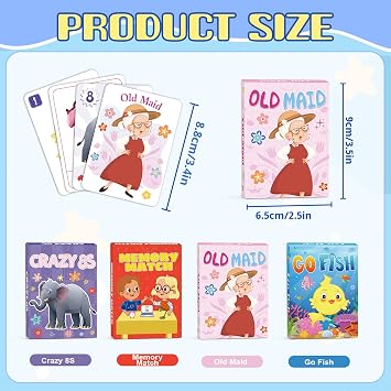 Kids Card Games, Go Fish, Old Maid, Memory Match and Crazy 8s for Toddler
