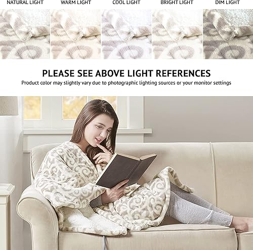 Miniatura 9 de Cobija eléctrica Sherpa de Beautyrest suave con diseño de cuadros de 50 pulgadas x 64 pulgadas con 3 niveles de calor