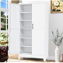 GAIOUS 79" Tall Metal Storage Cabinet with Lock,2 Door Steel Bookcase White
