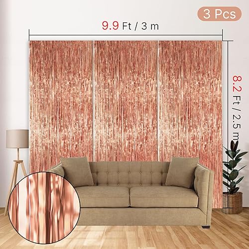 Vista 127 de PartyWoo Cortinas de flecos de aluminio plateadas, 2 serpentinas plateadas de 3.3 x 6.6 pies, telón de fondo con flecos, fondo de oropel, cortina