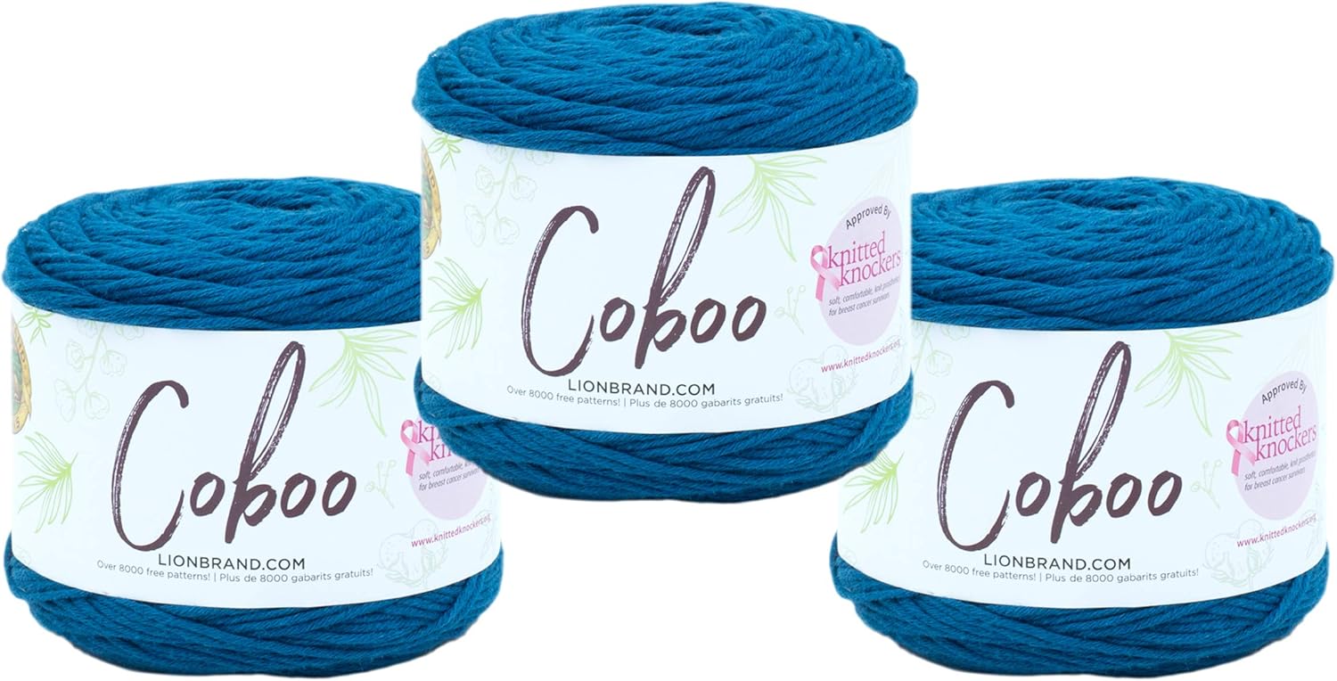 (3 Pack) Lion Brand Yarn Coboo Bamboo Yarn, Steel Blue