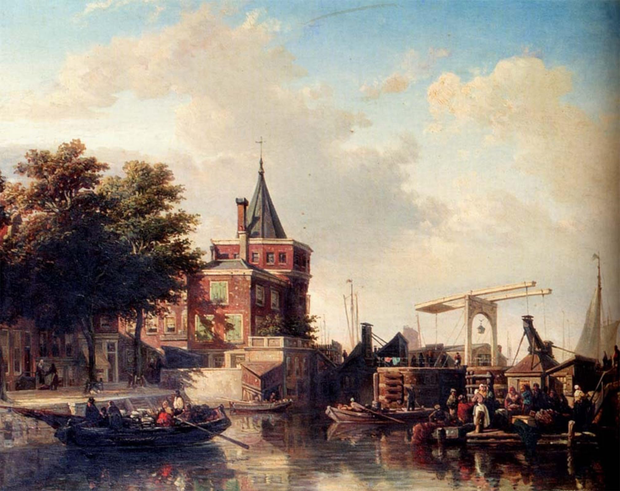 SERENDIPITP Abstract Painting Mural Print Picture Wall Decor Painting View of The_schreierstoren by Elias Pieter Van Bommel Vintage Wall Artwork for Home Decor 60x90cm