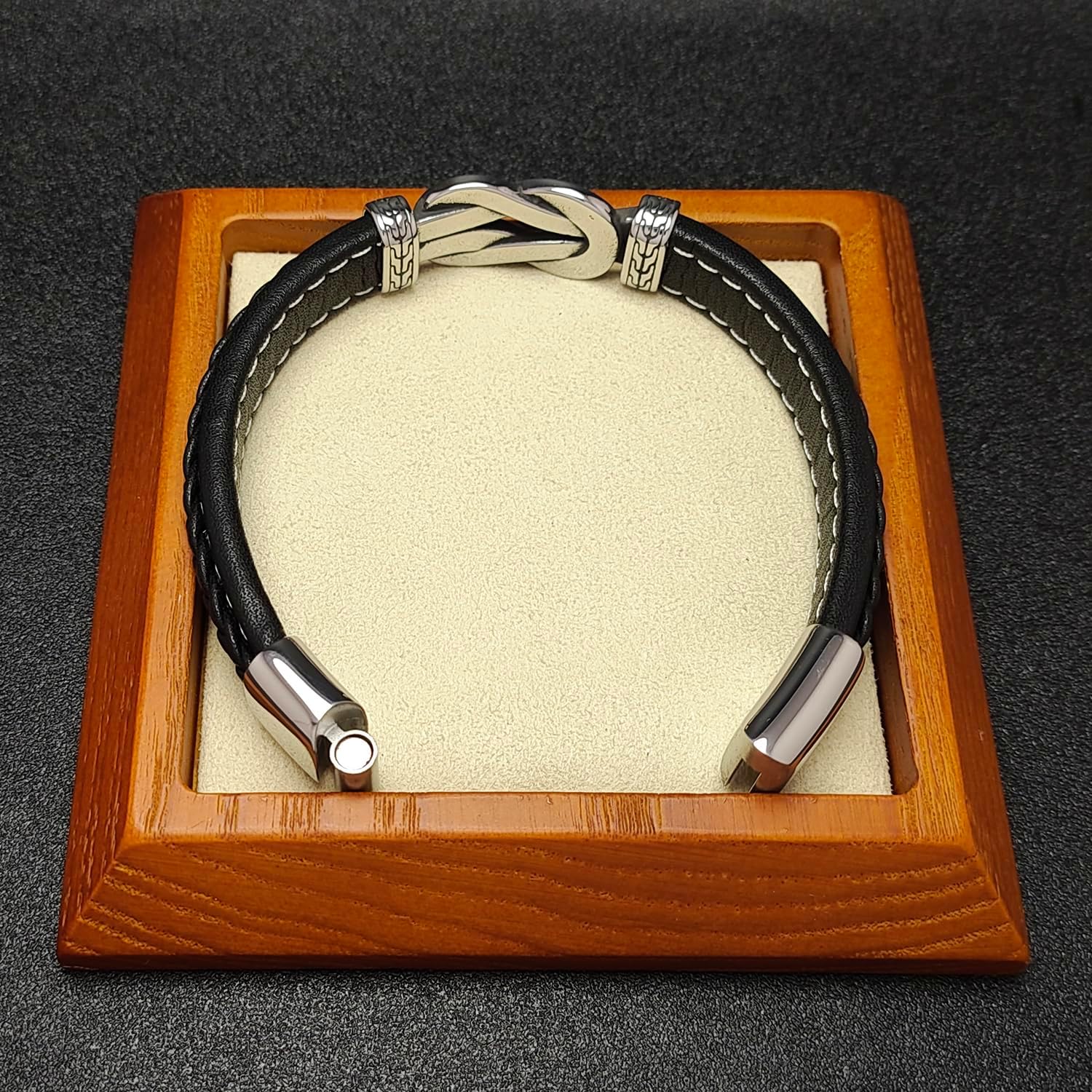 Men's Braided Leather Bracelet Wristband Cuff Bracelet for Men Gifts Stainless Steel Clasp - Image 6