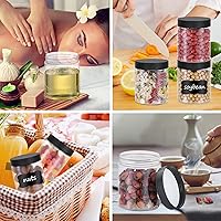 Vista 5 de 48 frascos de plástico de 8 onzas con tapas de rosca, etiquetas, recipientes redondos vacíos rellenables para almacenar alimentos secos, miel