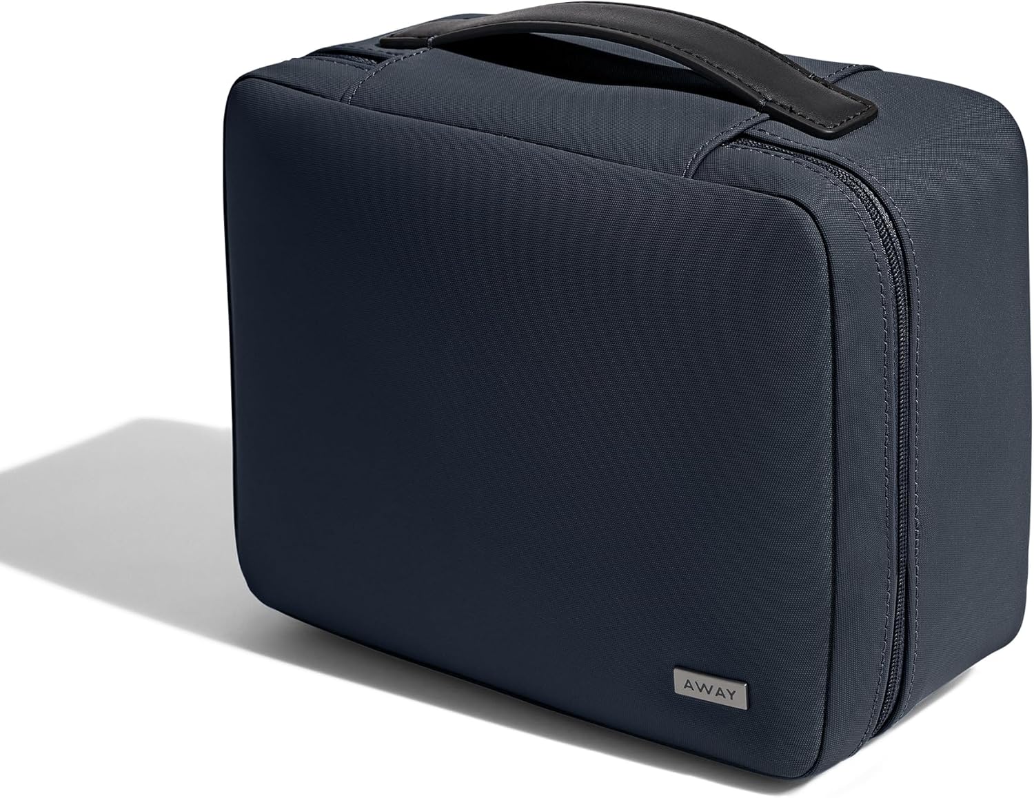 Away Cosmetics Bag, Makeup Bag with Detachable Brush Roll, Waterproof, Clear Zip Pockets, Travel Friendly, Navy Blue