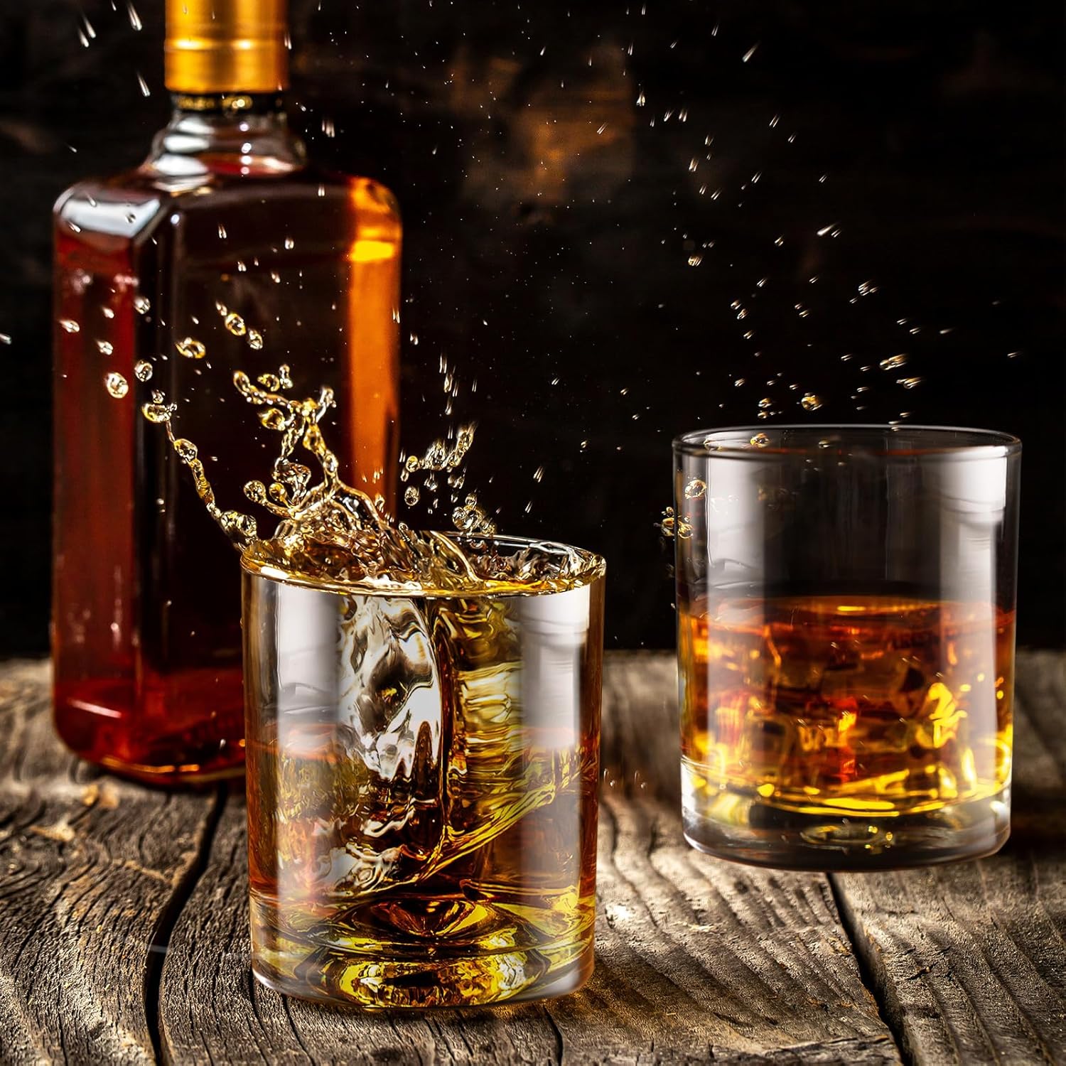 Hoolerry 18 Pieces Old Fashioned Whiskey Glasses 10oz Rocks Glasses with Thick Bottom Crystal Glassware for Bourbon, Scotch, Cocktails Short Bar Drinking for Home Parties Holiday Gifting(Classic)