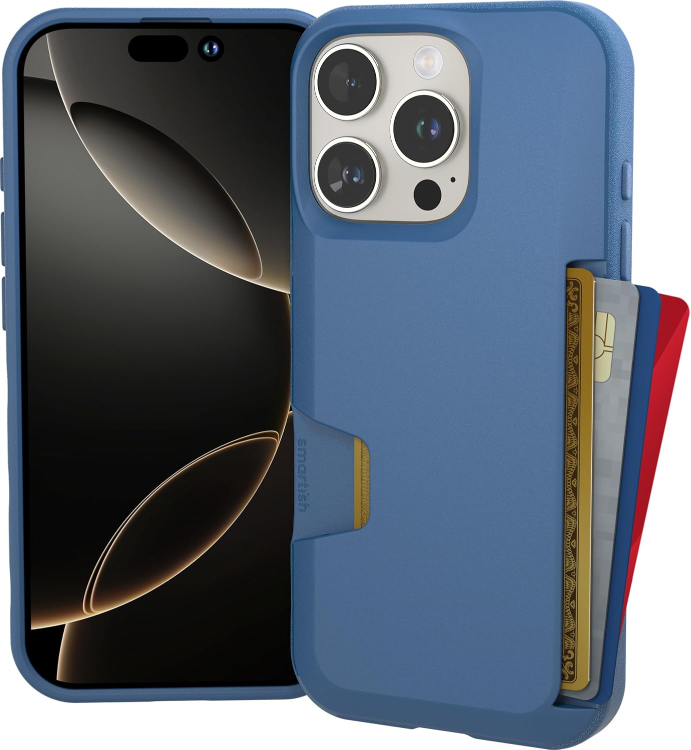 Smartish® iPhone 16 Pro Wallet Case - Wallet Slayer Vol. 1 [Slim + Protective] Credit Card Holder - Drop Tested Hidden Flip Card Slot Cover Compatible with Apple iPhone 16 Pro - Blues on The Green