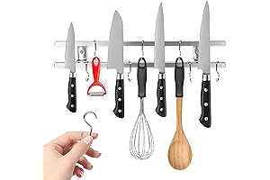 Modern Innovations Magnetic Wall Mount Kitchen Utensil Holder with Double Bar
