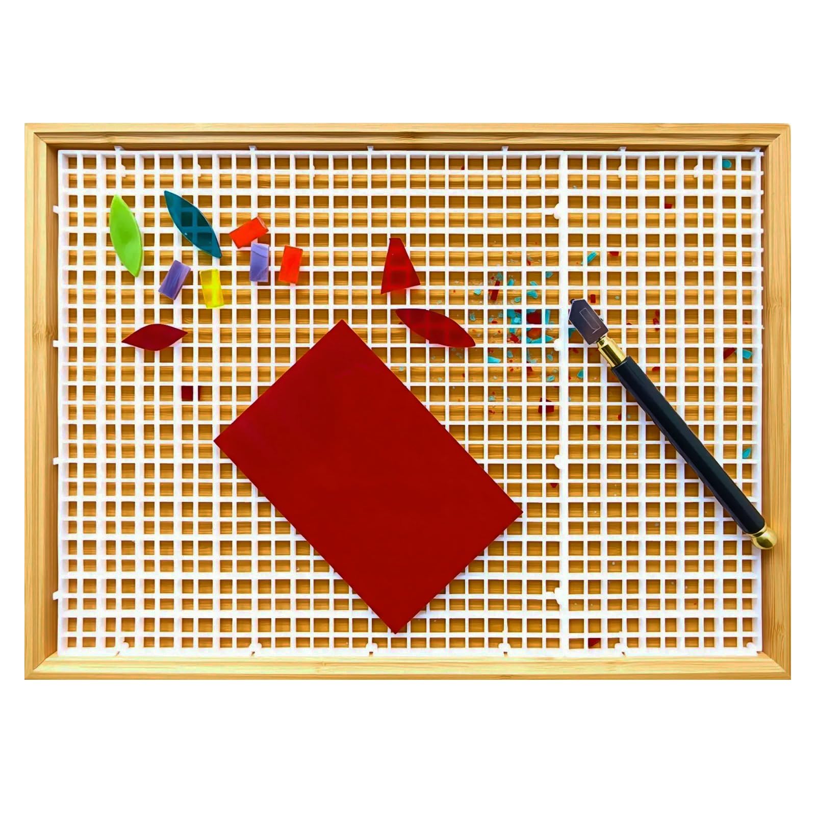 44 X 32 cm Buntglas Schneidematte,Doppellagige, abnehmbare Glasschneidematte mit Splitsauffang für Bastel, Fliesen und Glasschneidprojekt