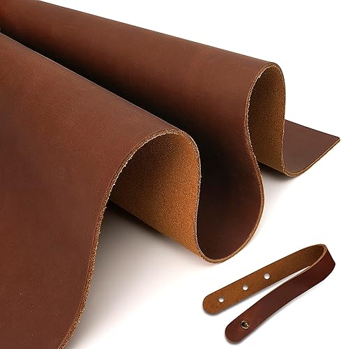 JinRuiKJ Cuadrado de cuero marrón bourbon de 0.071-0.079 in de grosor, piezas de cuero de grano completo precortadas de 12 x 12 pulgadas, hojas de