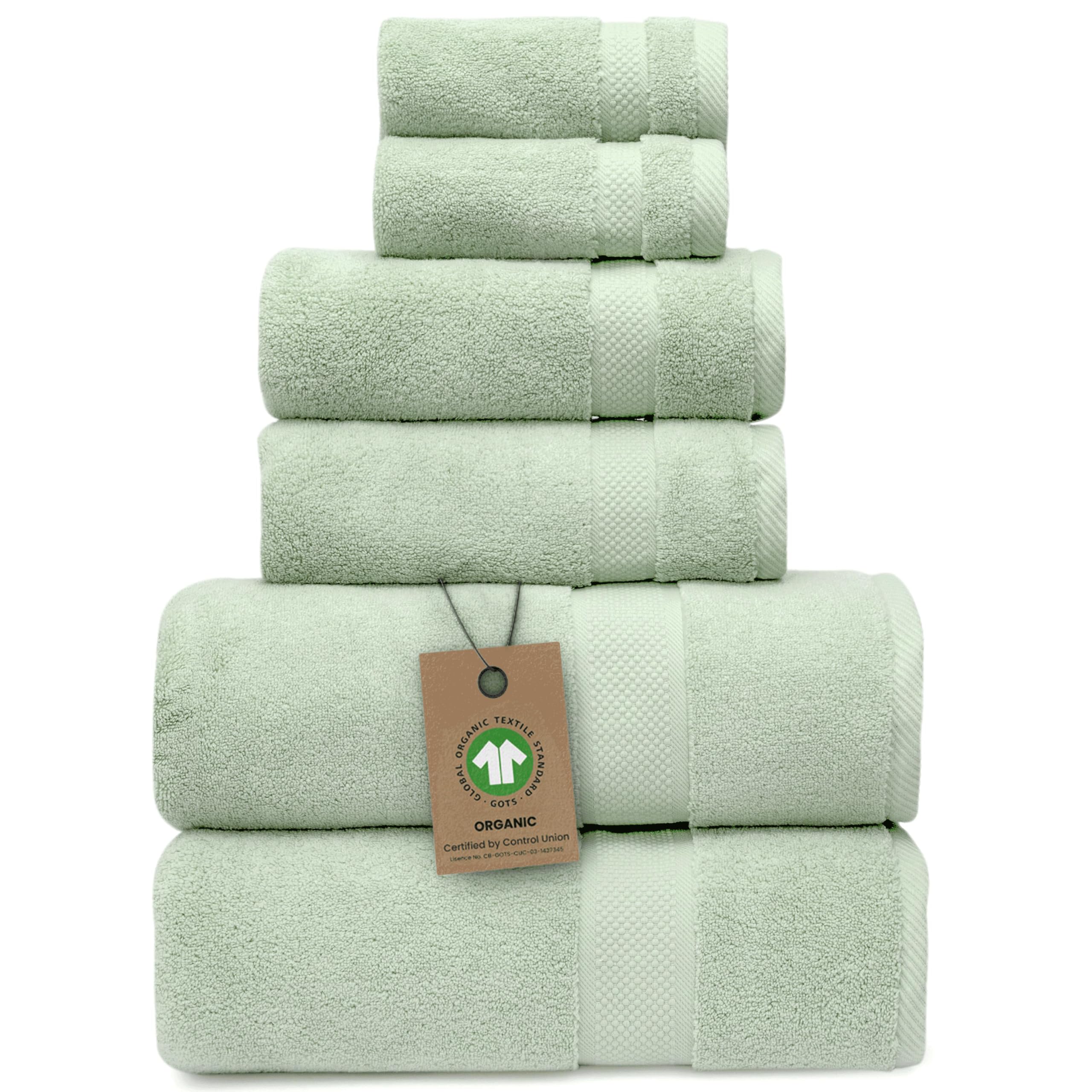 Alusa Home 100% Organic Zero-Twist Cotton Towels - GOTS Certified Luxury Bath Towels - Ultra Soft & Plush 700GSM Long-Staple Cotton - 6 Piece Towel