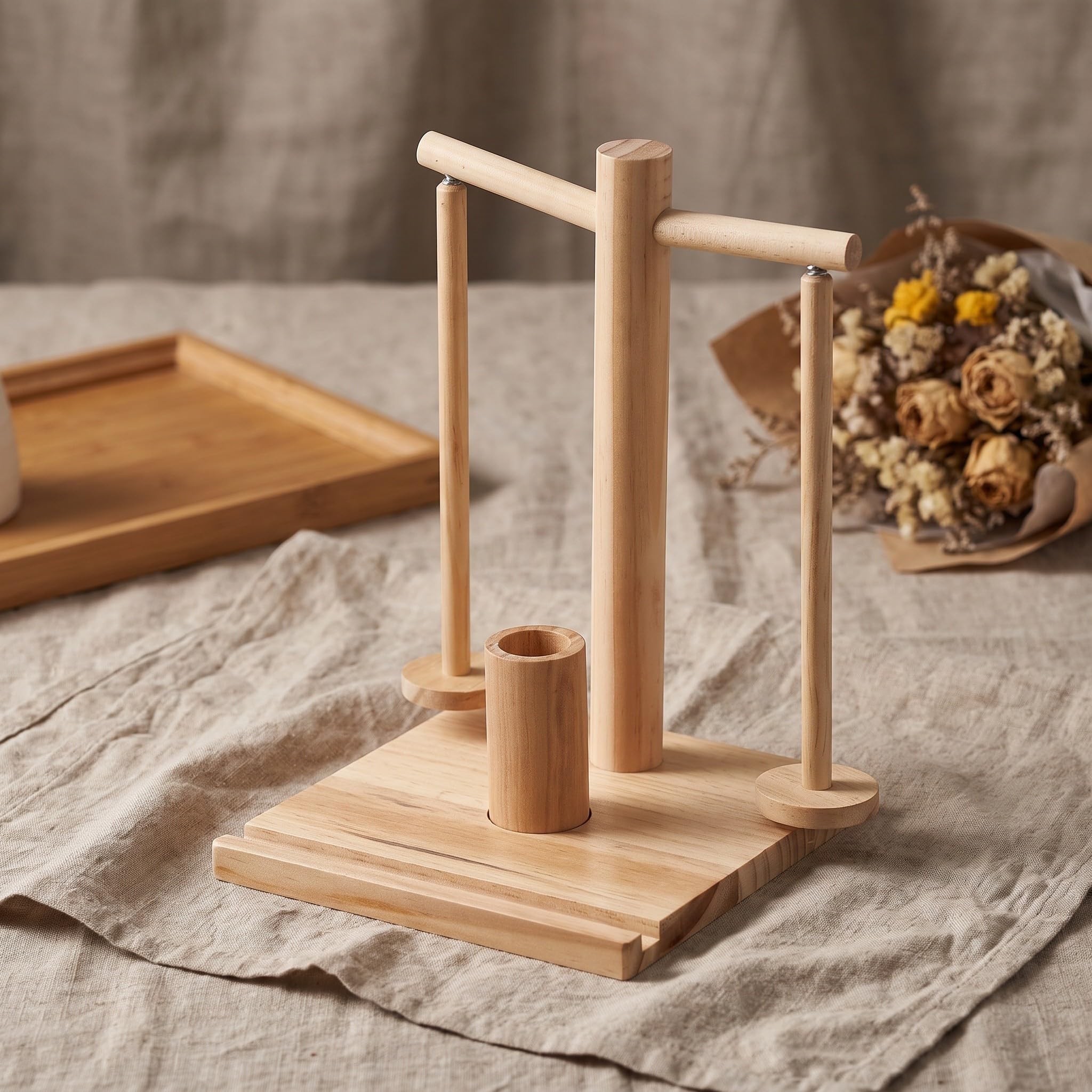 WATIIFUFU Supporto in Legno per Filato, Avvolgitore Manuale da Tavolo