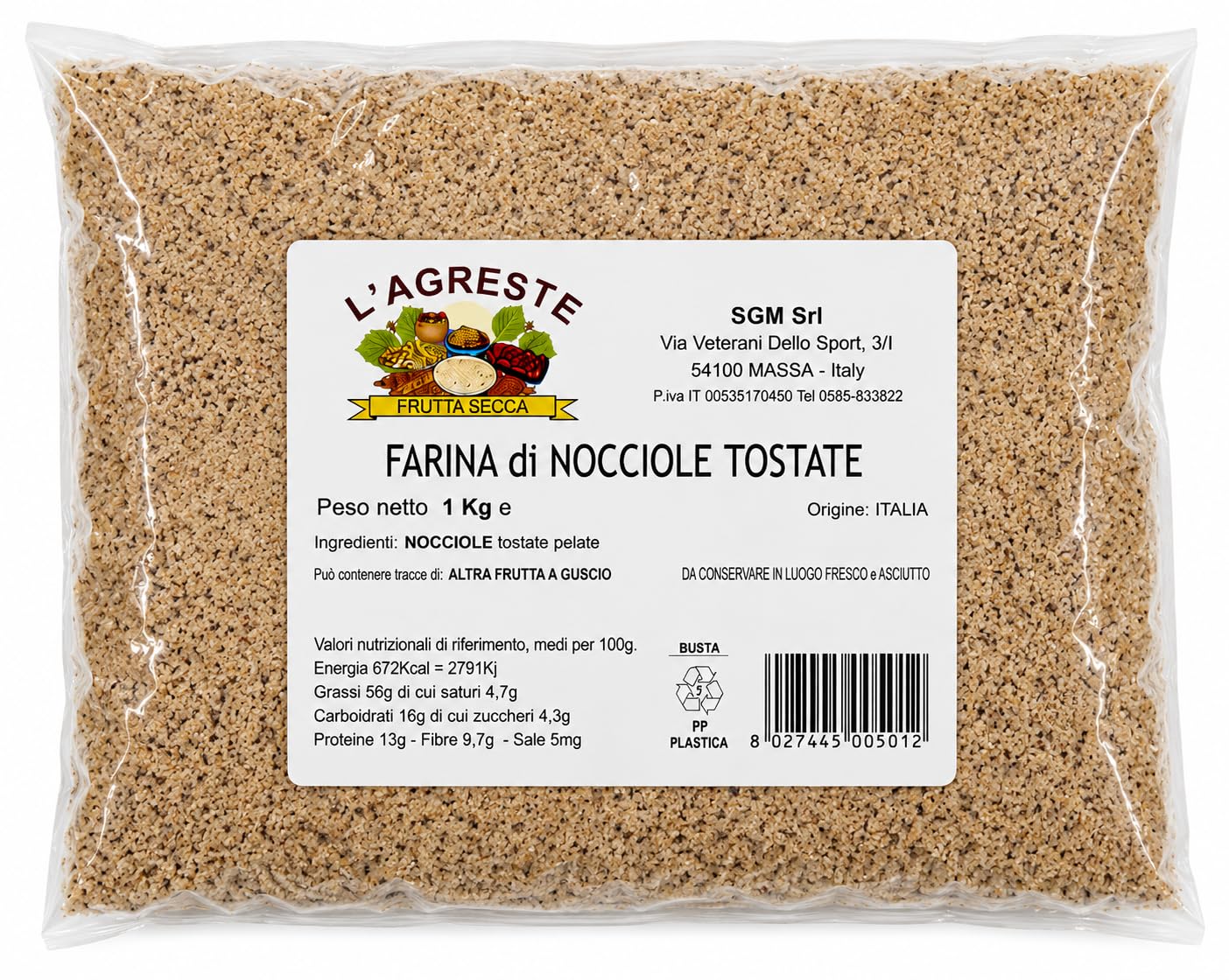 L’AGRESTE – FARINA DI NOCCIOLE 1 KG – NOCCIOLE TOSTATE PELATE MACINATE – FARINA NATURALE PREMIUM PER DOLCI, CREME E RICETTE KETO
