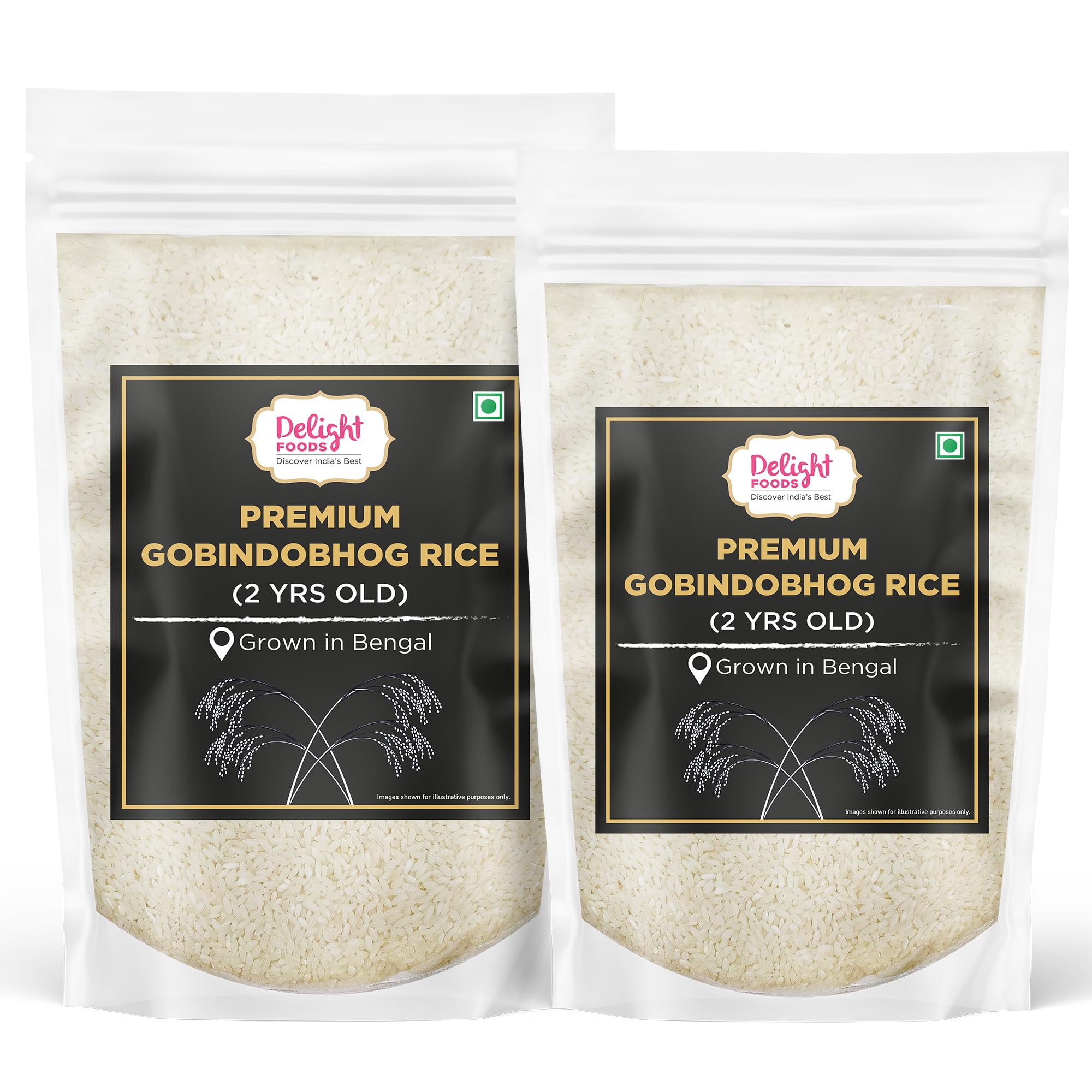 Delight Foods Premium Gobindobhog Rice Bengali, 1.7Kg (Set of 2 Packs - 1kg + 700g) | 2years Old | Pure Aromatic Gobindobhog | Rice from Bangal