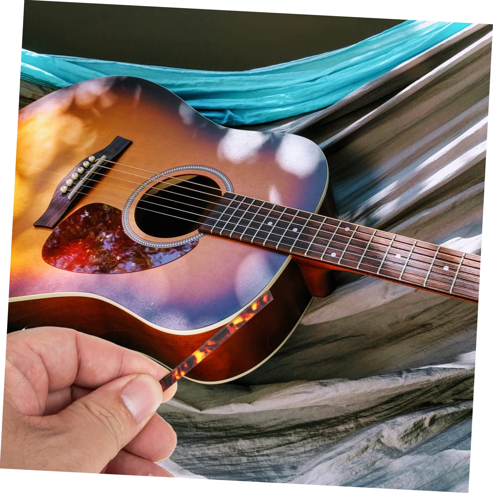 FAVOMOTO Guitar Edge Strip Set 2pcs Acoustic Guitar Bridge Pins Suede Guitar Strap Plastic Purfling Strips for Guitar Decorative Accessory