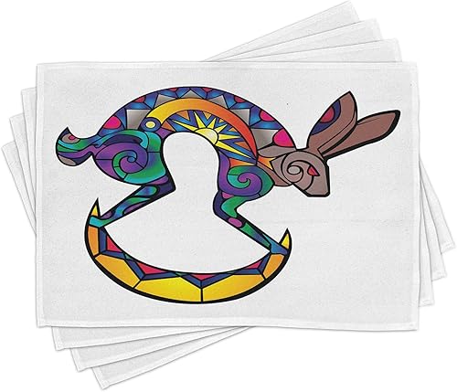 Miniatura 417 de Ambesonne Juego de 4 manteles individuales amarillos y azules, diseño de flores de primavera, flores vibrantes, manteles individuales de tela Azul