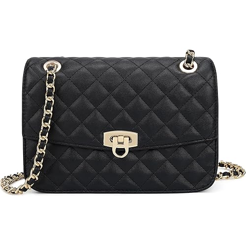 Quilted Crossbody Bags For Women, Shoulder Bag Leather Purses For Women With Chain Strap Trendy