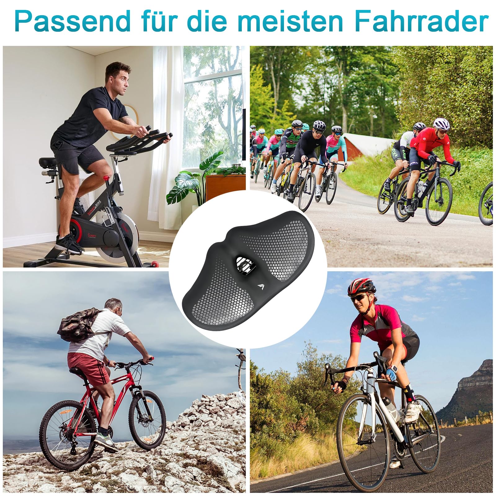 KOOOGEAR Sella per bicicletta da uomo e da donna, comoda, extra larga, traspirante, ergonomica, universale, ricambio per mountain bike, bici da città, Ebike, cyclette