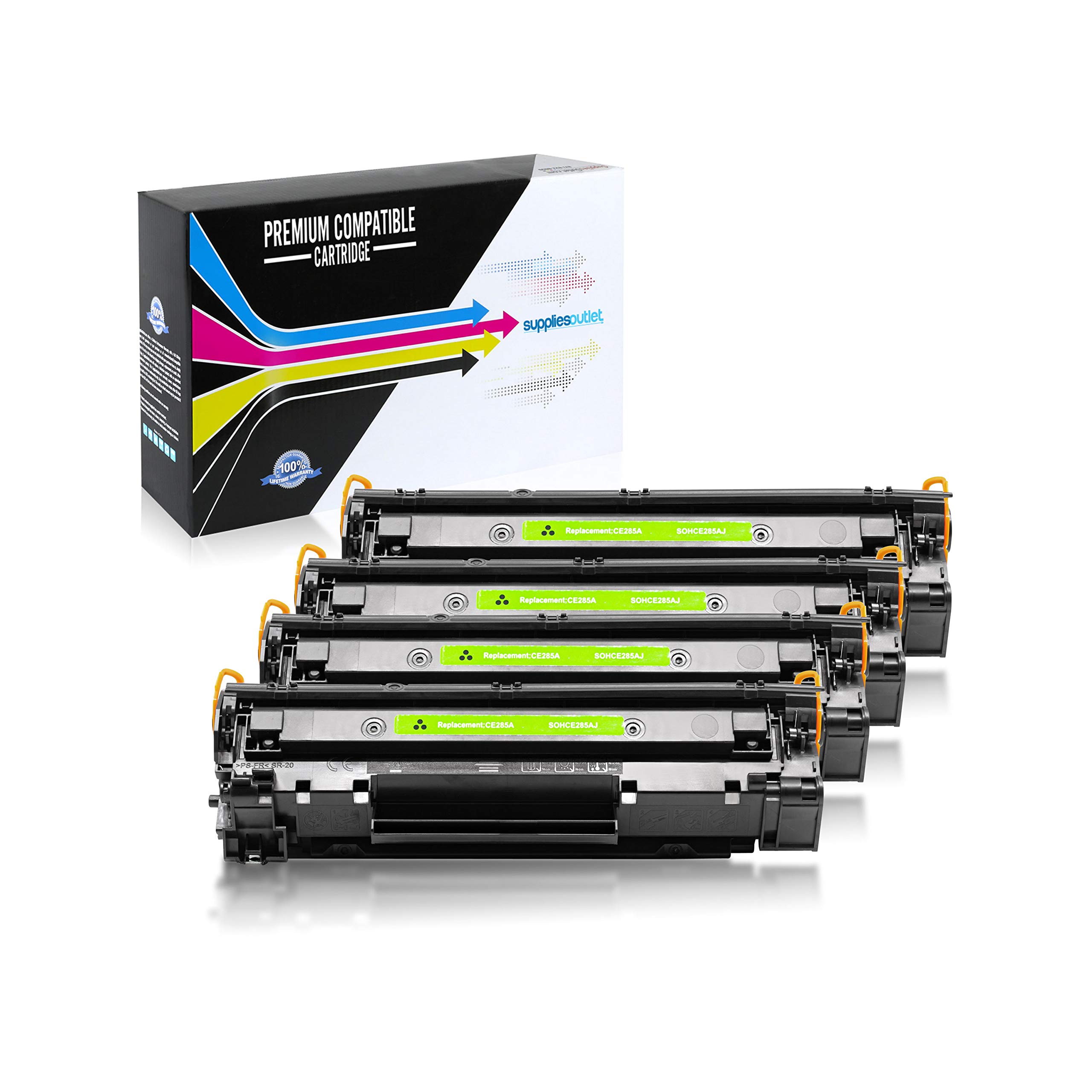 SuppliesOutlet Compatible Toner Cartridge Replacement for HP 85A / CE285A (Jumbo Black,4 Pack)