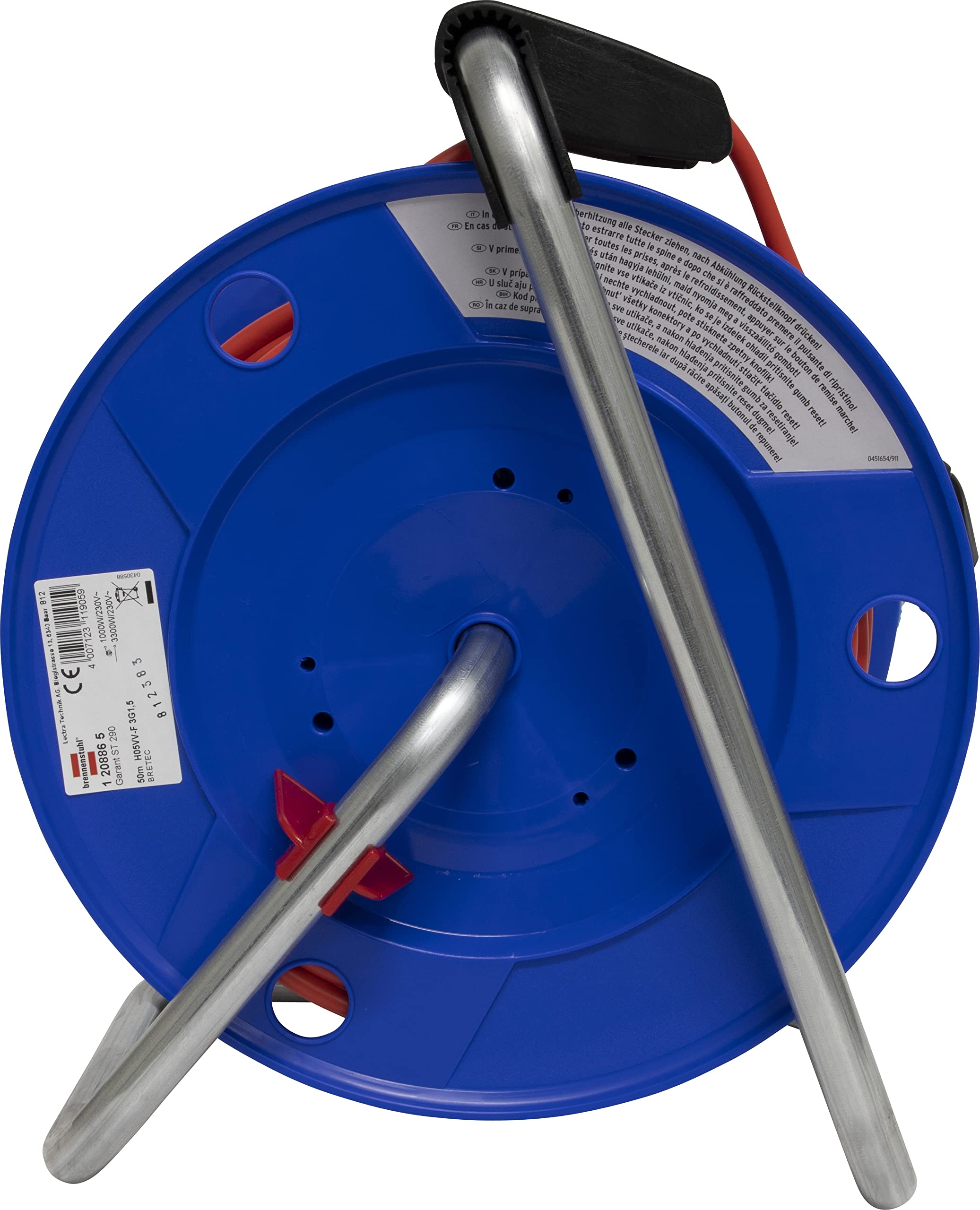 Brennenstuhl Garant Enrouleur de câble avec prises multiples Rallonge d'extérieur avec câble électrique et fiche Schuko et italienne