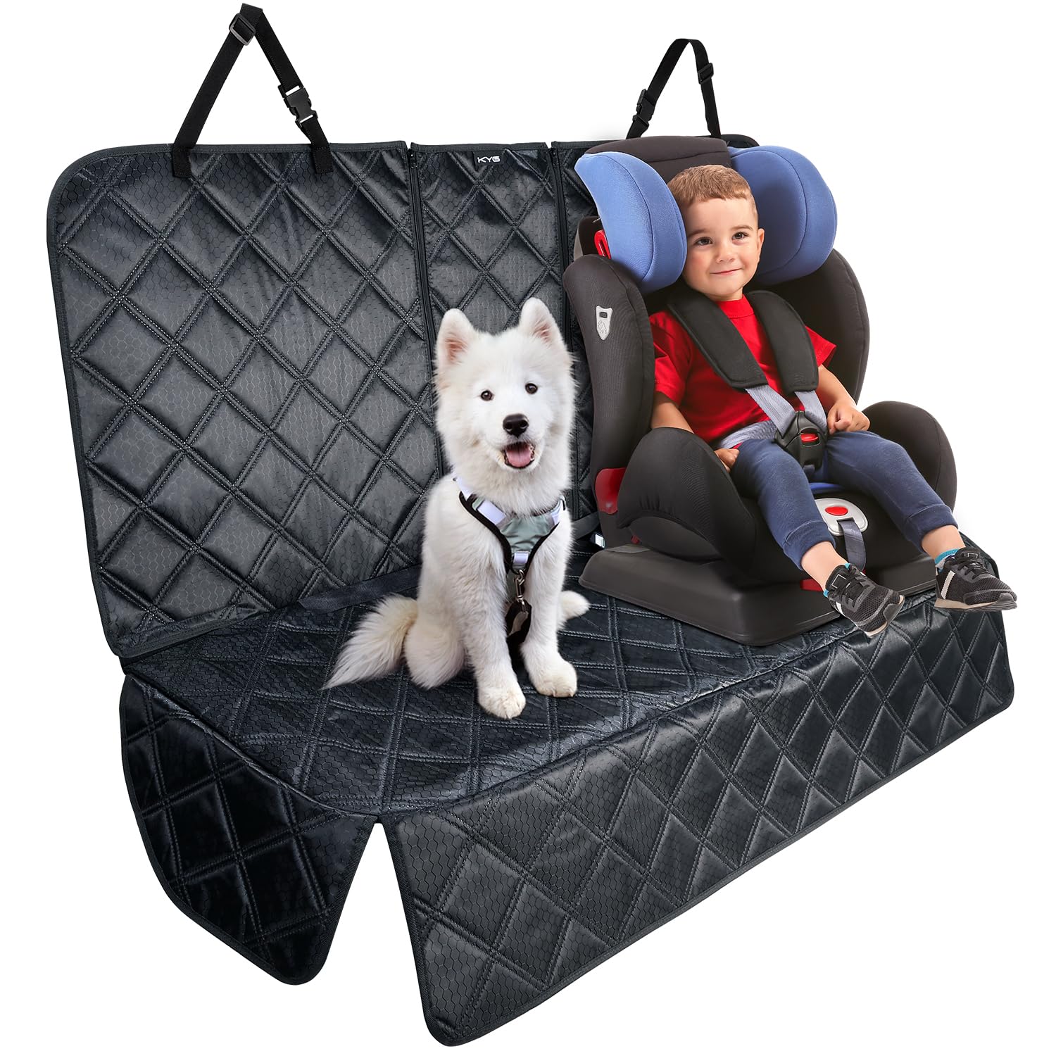 KYG Premium Dog Car Cover – Non-Slip Back Seat, Waterproof and Easy to Clean Car Seat Cover for Dogs and Children, SUV, Medium and Large ISOFIX 135 x 128 cm