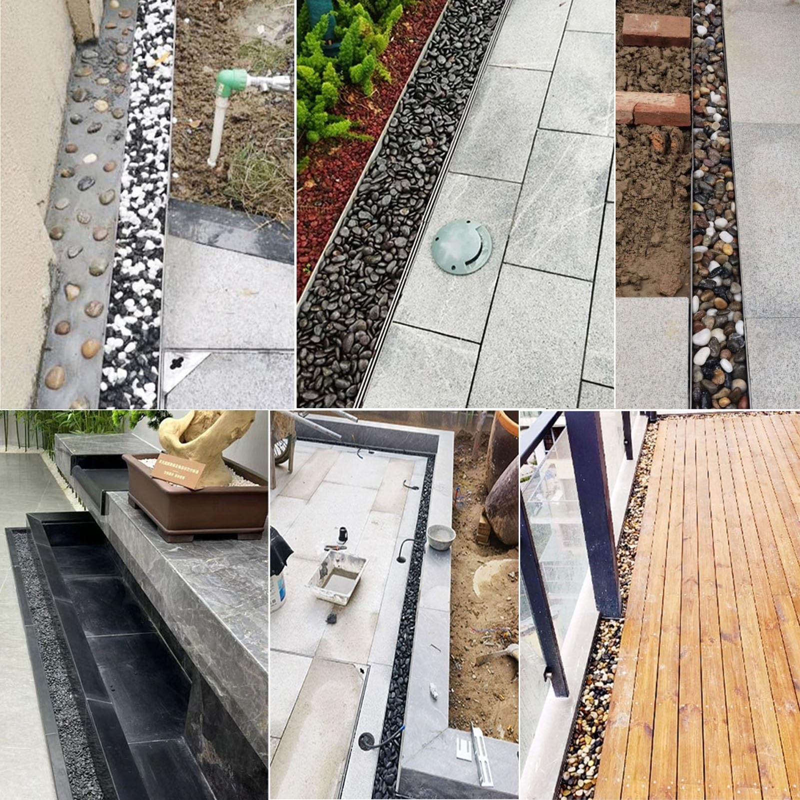 Ciężki podwójny odpływ kanałowy z plastikową kratką do dziedzińców, trawników i parków, 60 x 11 x 6 cm, zestaw płyt osłonowych do kanalizacji