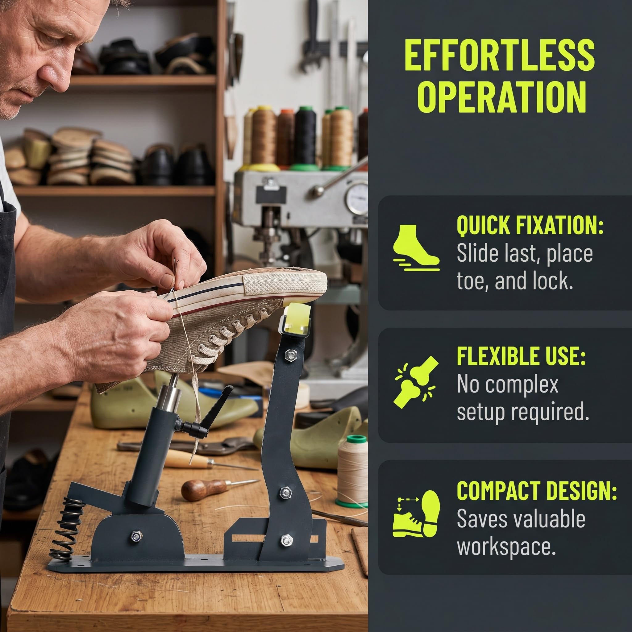 Supporto Manuale Senza Base per La Riparazione di Scarpe, Macchina da Cucire per La Riparazione di Scarpe in Pelle, Regolabile in Diverse Misure, Diametro del Foro della Vite 8 Mm,