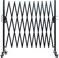 Vista 4 de Barricada de metal expandible, 11 pies, puerta de barrera de seguridad móvil con ruedas, puerta de valla retráctil portátil (A: negro)..