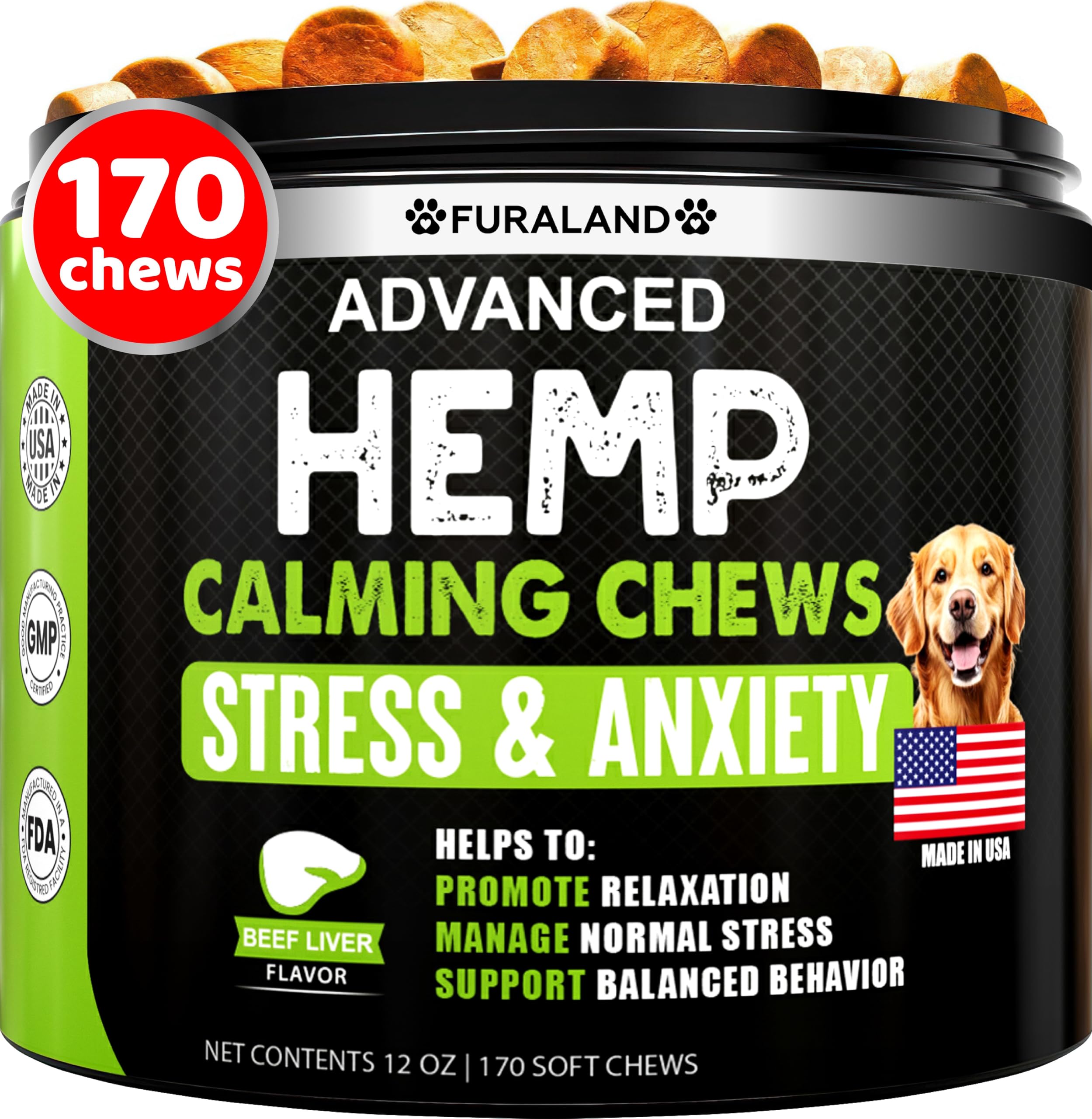 FURALAND Hemp Calming Chews for Dogs