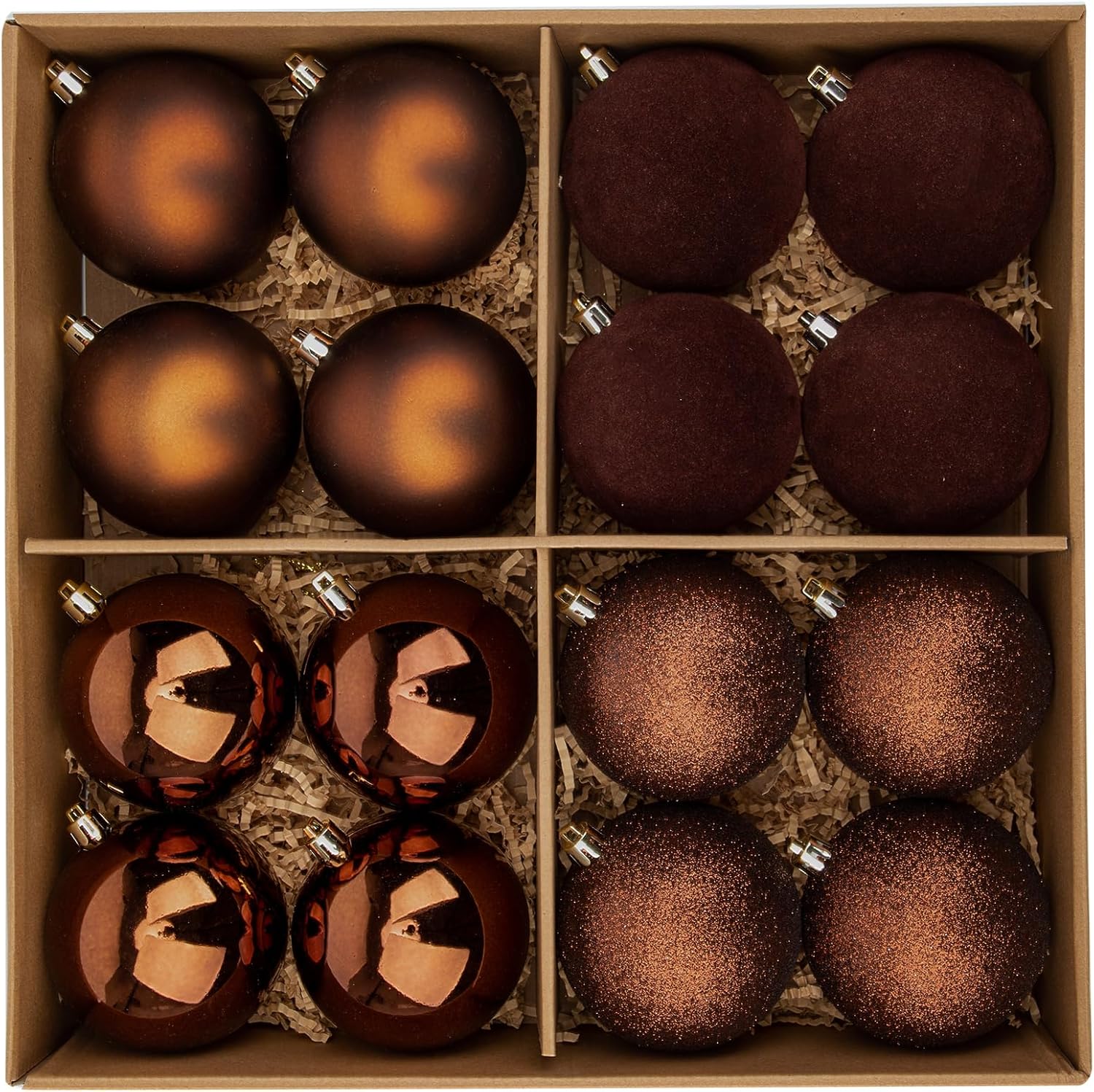 Christmas Ornaments Balls Large 3.1 inch Christmas Decorations Xmas Tree Shatterproof Chocolate Velvet Ball Ornaments for Holiday Thanksgiving Party Indoor Outdoor Decor 16 Pcs Brown