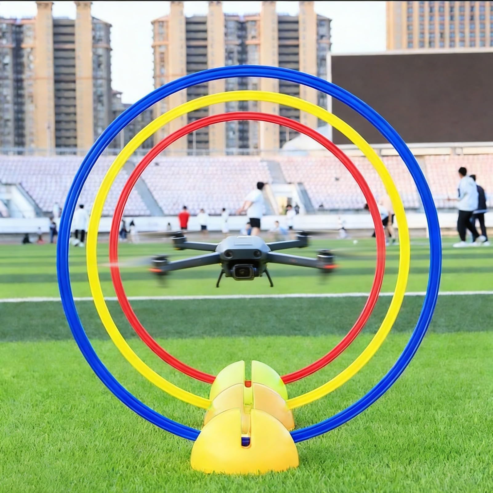 Zestaw toru przeszkód dla dronów, łatwy montaż, zestaw bramek z 3 obręczami do ćwiczeń quadcoptera w szkole lub parku, idealny do rozwoju umiejętności i zabawy