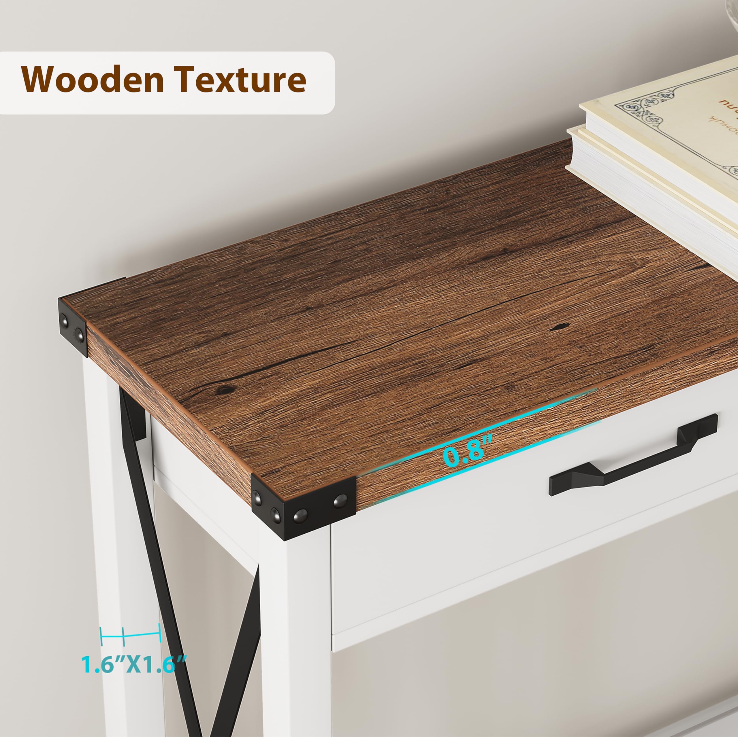 Garvee Mesa Consola Estrecha Estilo Rústico con 2 Cajones y Estante, Mueble Recibidor y Salón, Madera MDF Blanco y Marrón 109x30x79 cm
