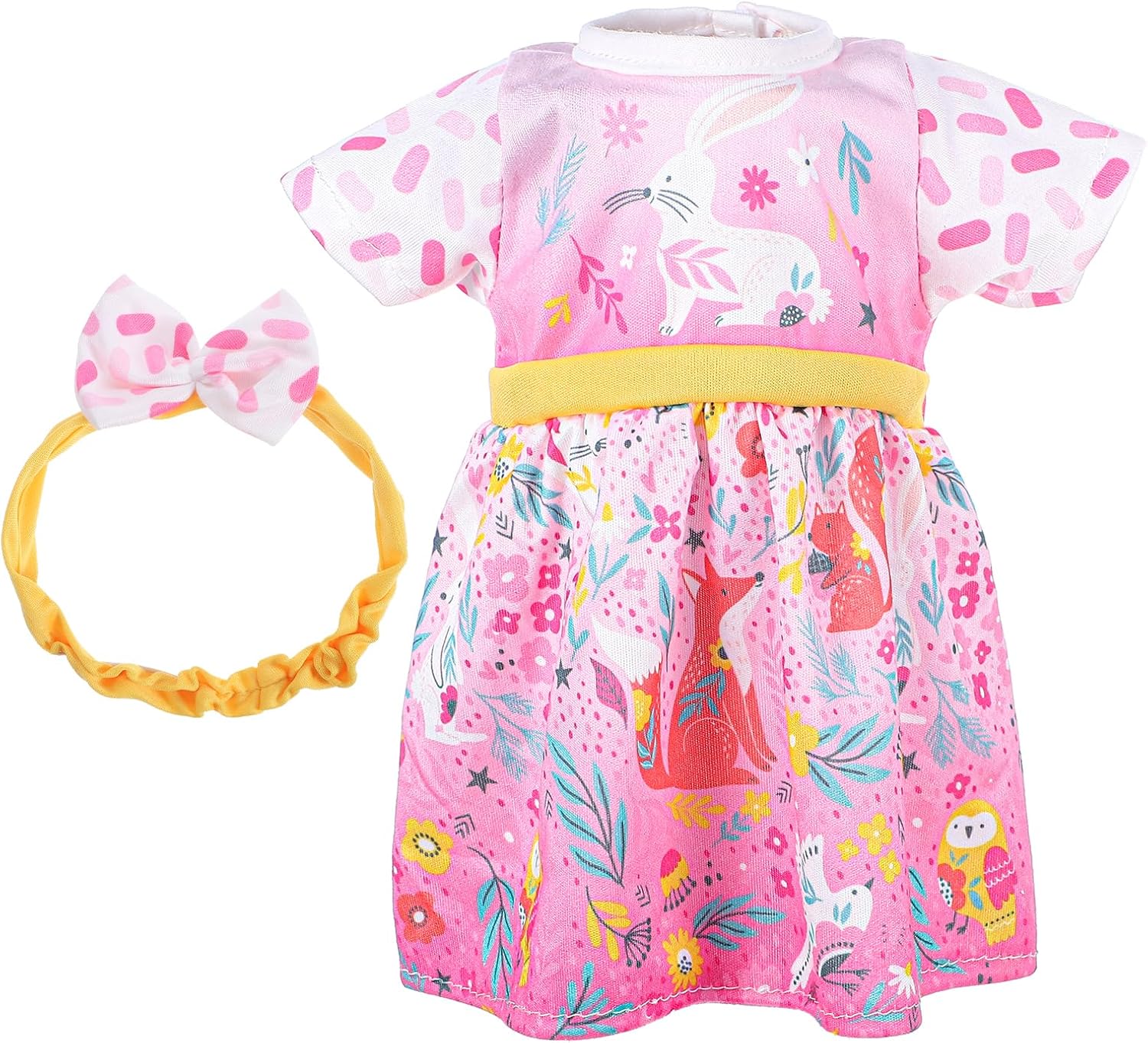 Qianyu 1 Set Doll Clothes and Headbands Realistic Reborn Baby Doll Clothes Accessories Doll Dress Outfits Set Include Skirts Hairband Cute Jumpsuit for 18 Inch Newborn Girl Dolls