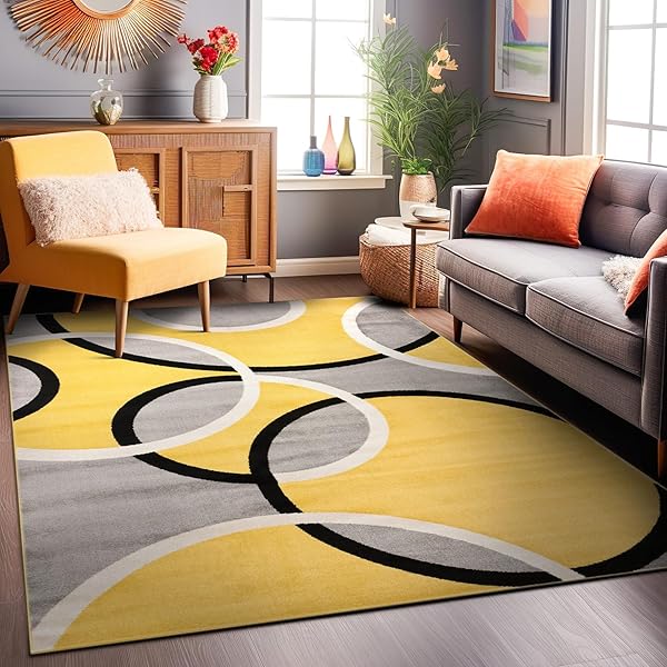 Sunny Yellow Rug Ideas for Living Room Color 24 Artistic Yellow and Grey Circle Rug
