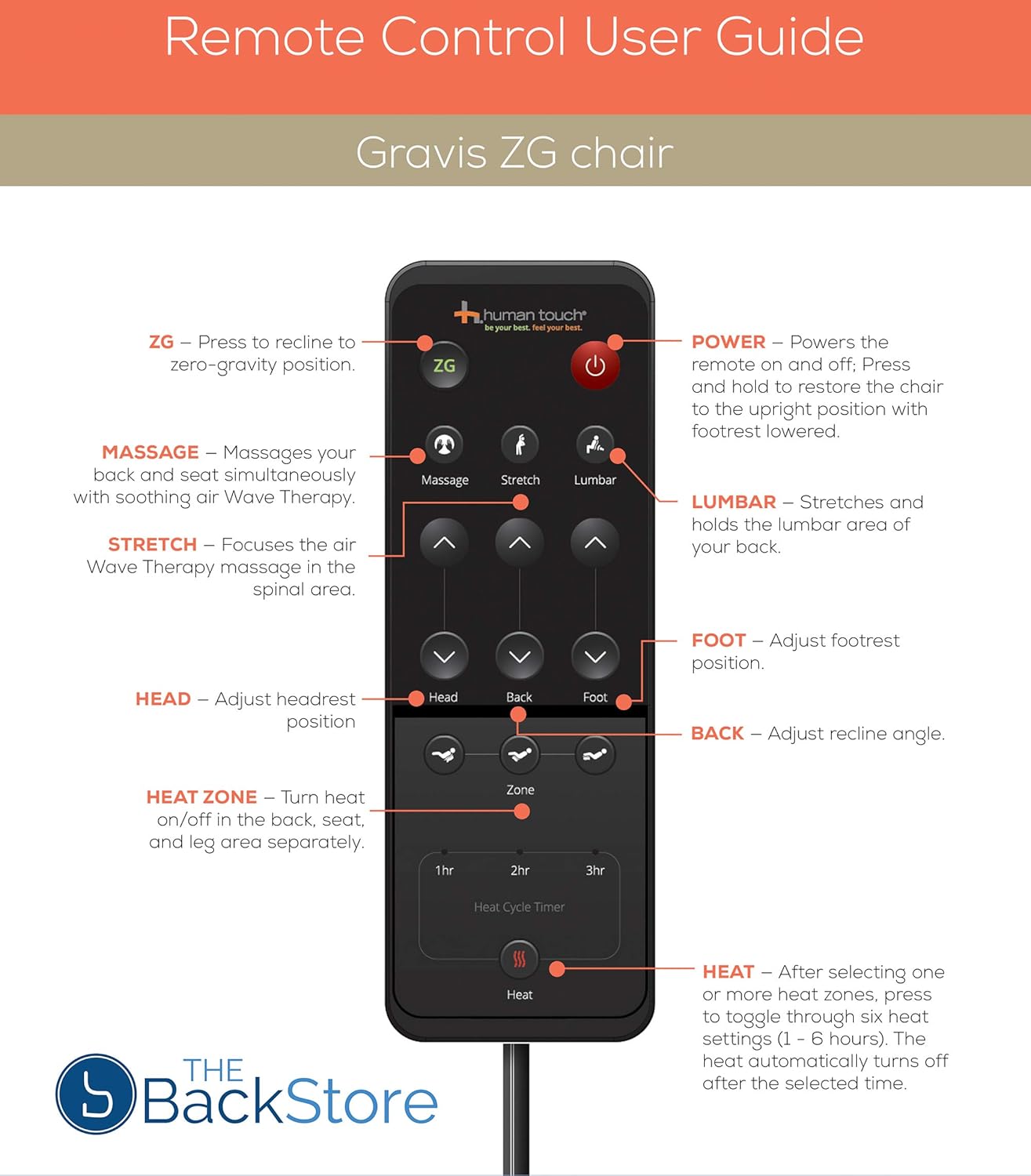 Zero Gravity Leather Massage Chair Recliner with Remote - Beech Wood - Bone Leather - in Home Delivery