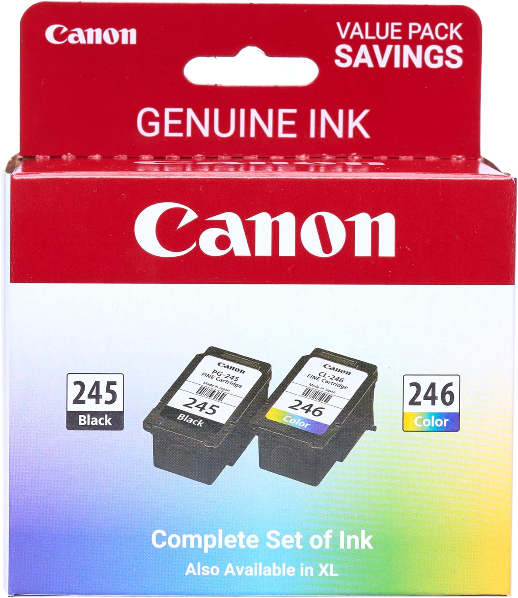 PG-245 / CL-246 Genuine Ink Value Pack (2 Cartridges), Compatible with iP2820, MG2420/2924/2920/3020/2522/2525, MX492, TS3120/302/302a/202/202a/4520/3320