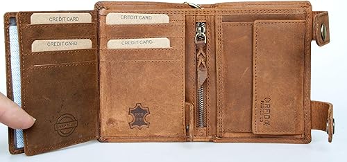 Miniatura 6 de Born to Ride Biker's RFID Cartera de cuero genuino con cadena de metal con moto, Marrón, Billetera triple