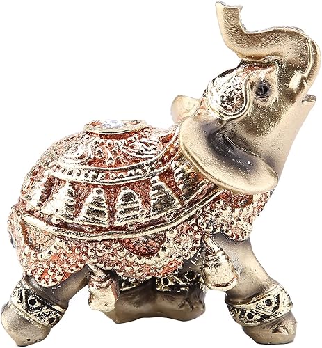Miniatura 6 de con tronco arriba, figuras de elefante, elefante dorado, figura de Buda Weiss, figura de elefante de la suerte, estatua de elefante dorado