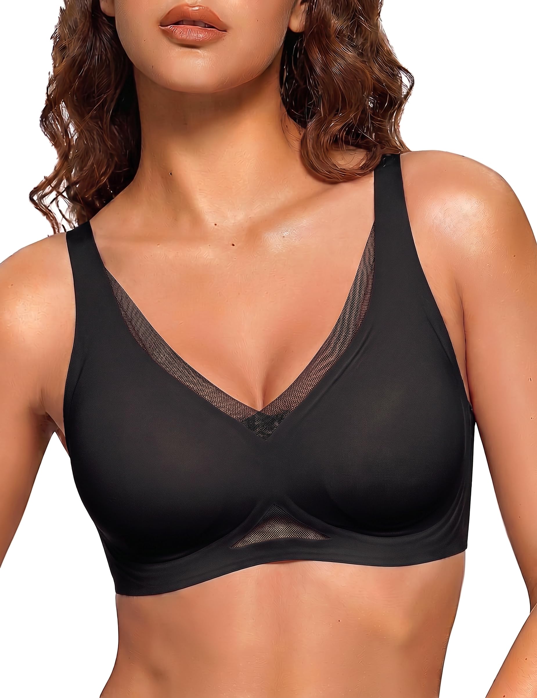 Bresdk Bra Without Underwire Jelly Bra Comfortable Mesh Triangle Daily Women