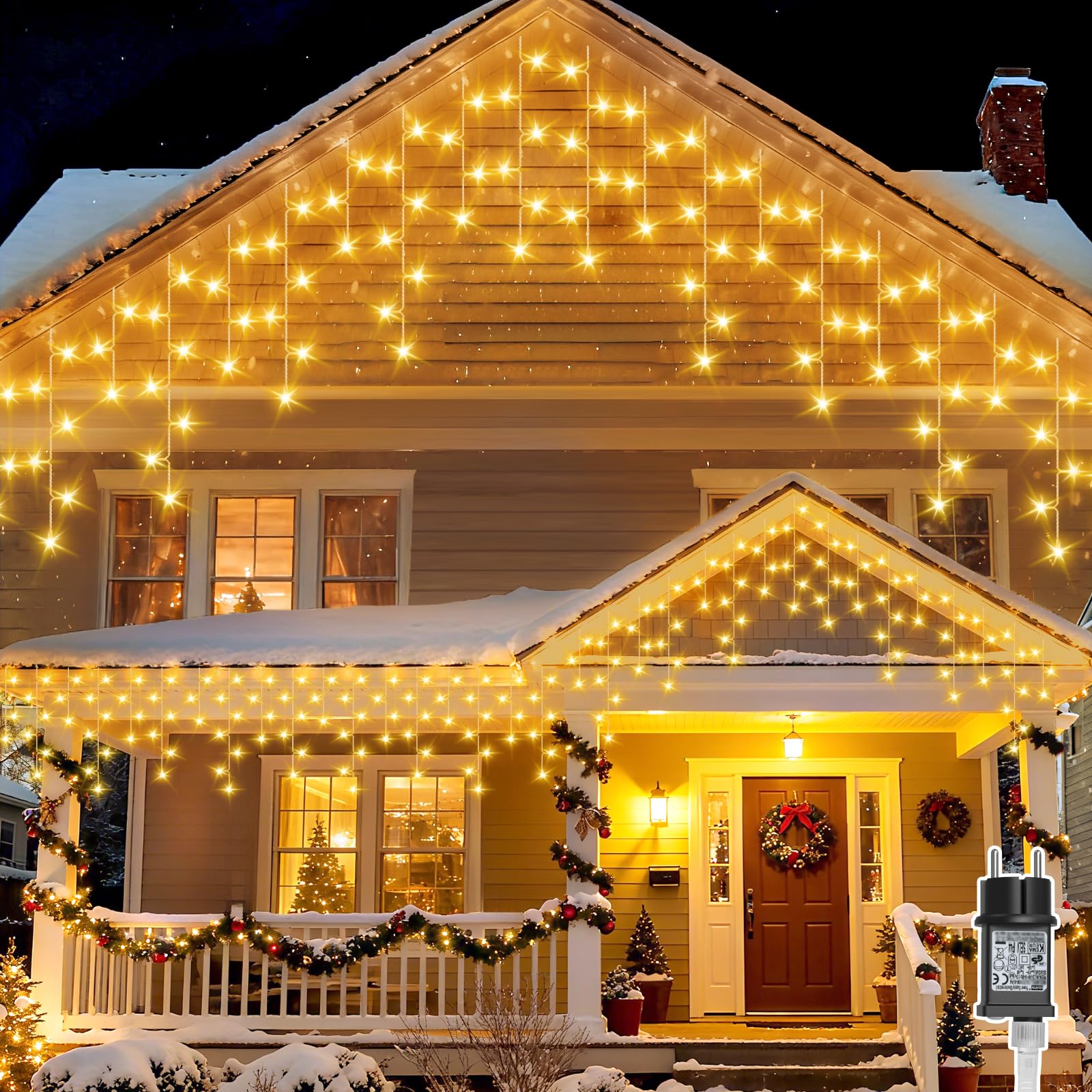 cshare Lichterkette Eisregen Außen, 20M 480er LEDs Warmweiß Lichterketten Eisregen Weihnachtsbeleuchtung Strom mit Timer,Wasserdicht Lichtervorhang für Balkon Haus Fenster Weihnachtsdeko Aussen