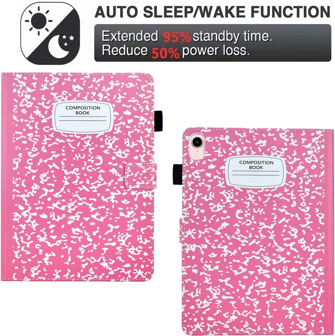 A16 Case for iPad 10th Generation 10.9 inch 2022,for iPad (A16) 11th Generation 11 Inch 2025,for i Pad 10th Gen Cute PU Leather Cover with Pen Holder and Stand for Kids,Girl,Women,Pink NoteBook - Image 3