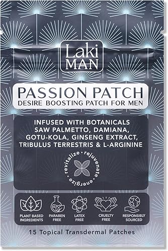 Laki Naturals Parche Man Passion para hombre (paquete de 15) Potenciador de rendimiento masculino