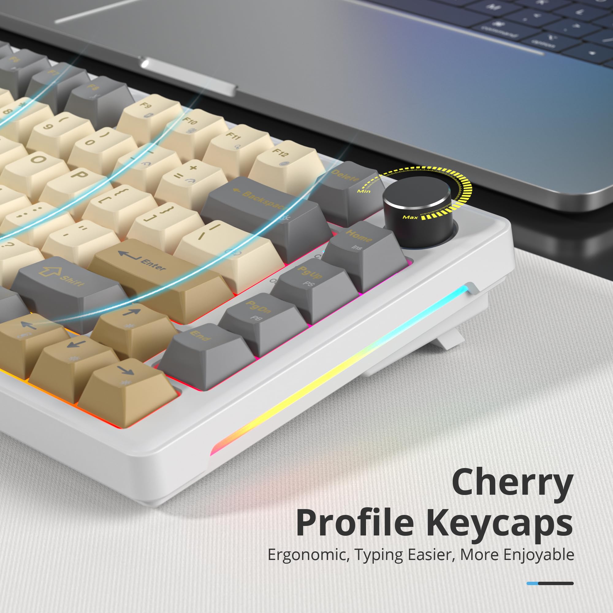 Tastiera Meccanica 75% TKL, Layout Americano QWERTY,Gasket Tastiera Gaming 75% con Filo, RGB Retroilluminata,Hot-swap,Interruttore Lineare