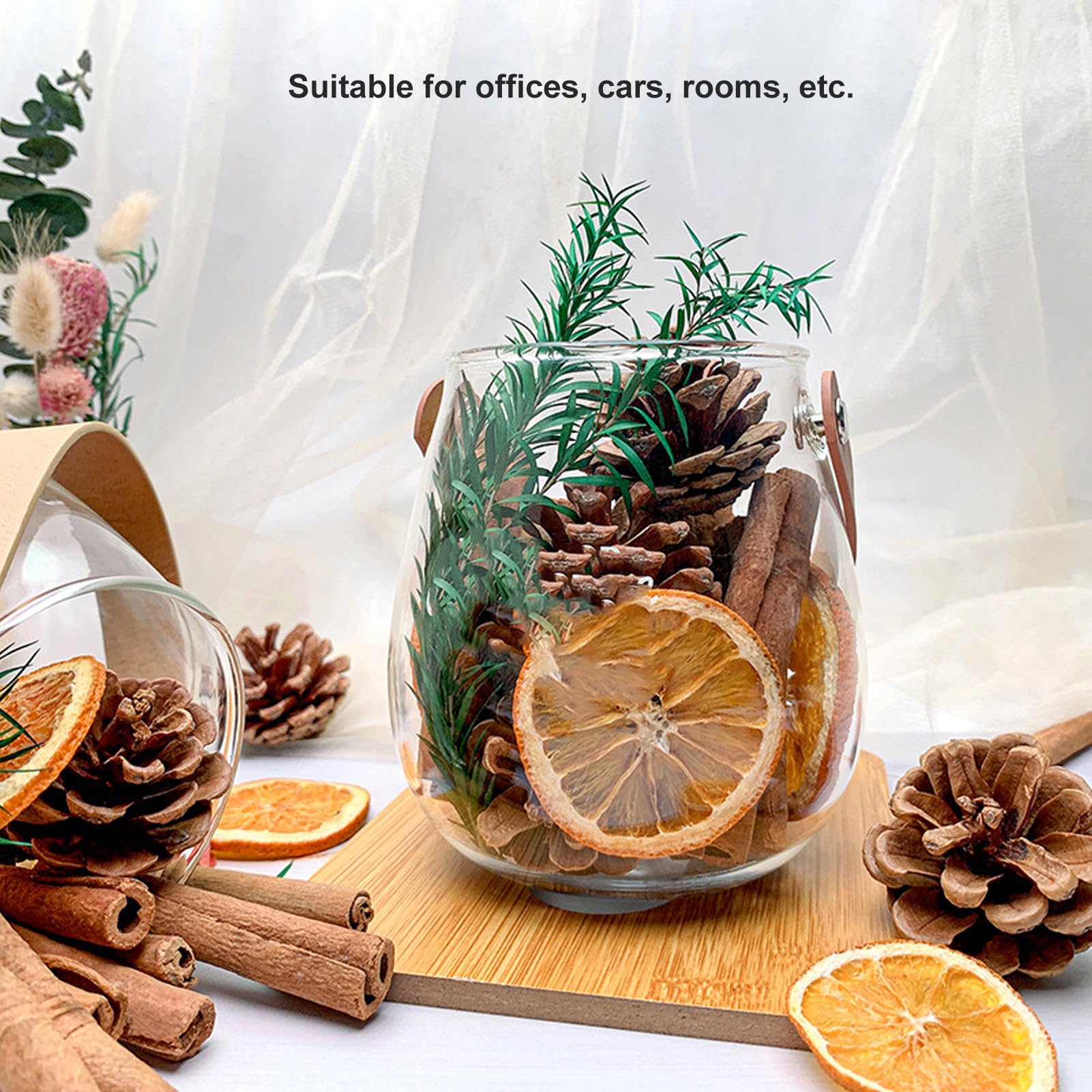 Dyfuzor do aromaterapii suszone kwiaty bezpłomieniowy dyfuzor przenośny dyfuzor zapachowy do samochodu biuro w domu skórzany uchwyt ABS