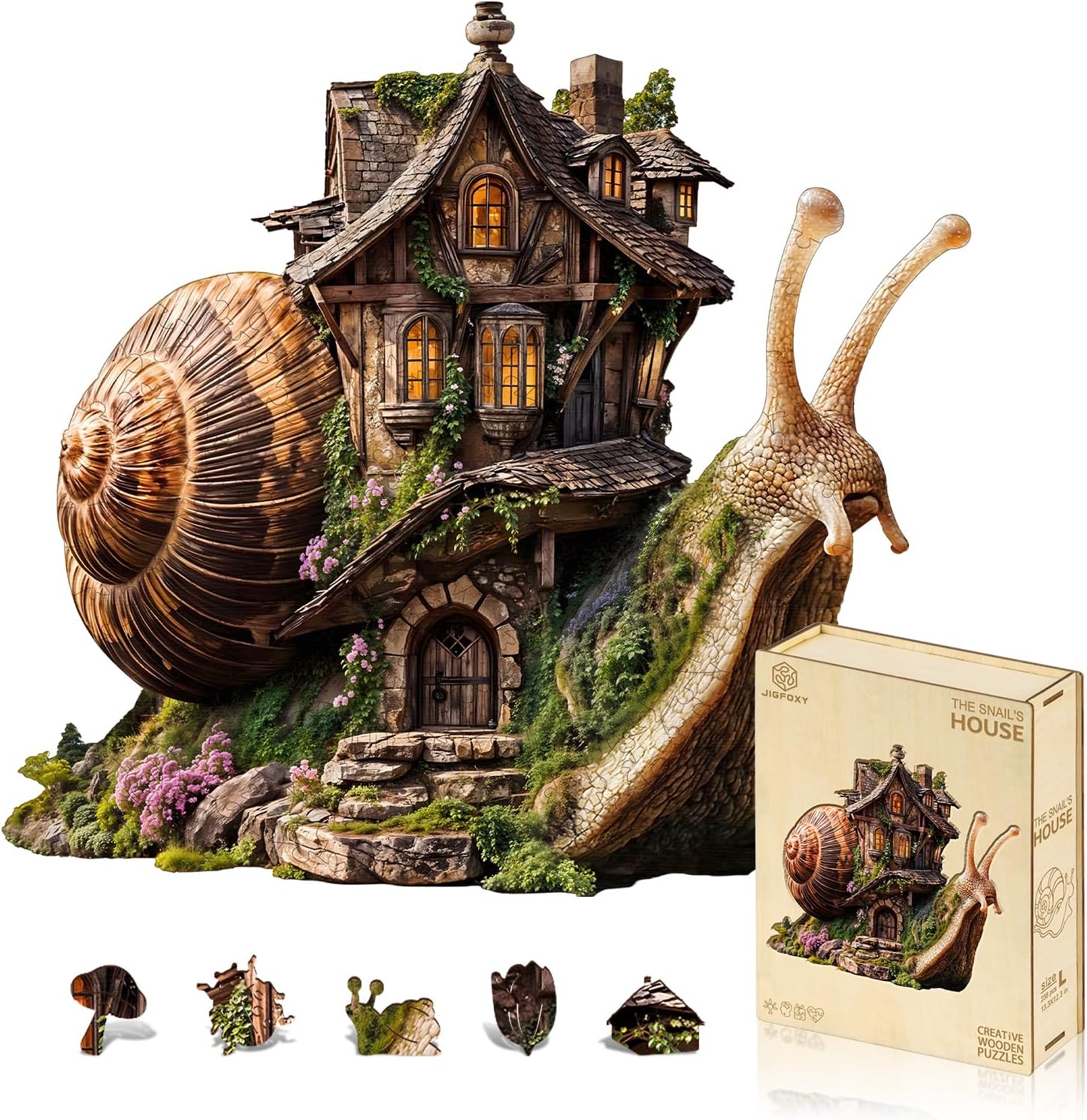 Jigfoxy Wooden Puzzles for Adults, Paper Chameleon Wood Puzzle for Adults, Unique Animal-Shaped Wooden Jigsaw Puzzle, Christmas Thanksgiving Gifts for Family and Friends (S-8.5 * 8.5in-100pcs)