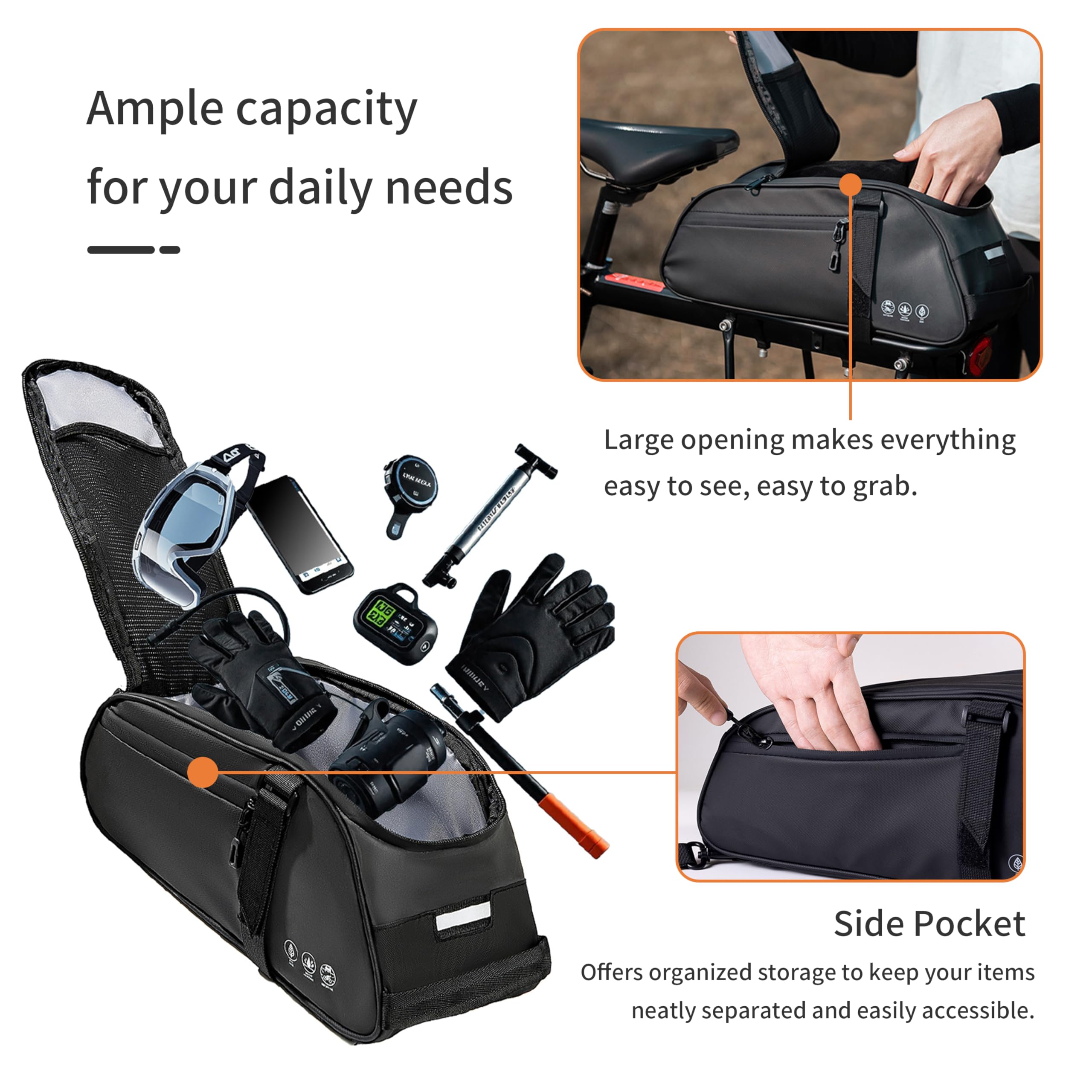 Amazon.co.jp: TGpao自転車パニエバッグ 14.2インチ×6.7インチ×5.9